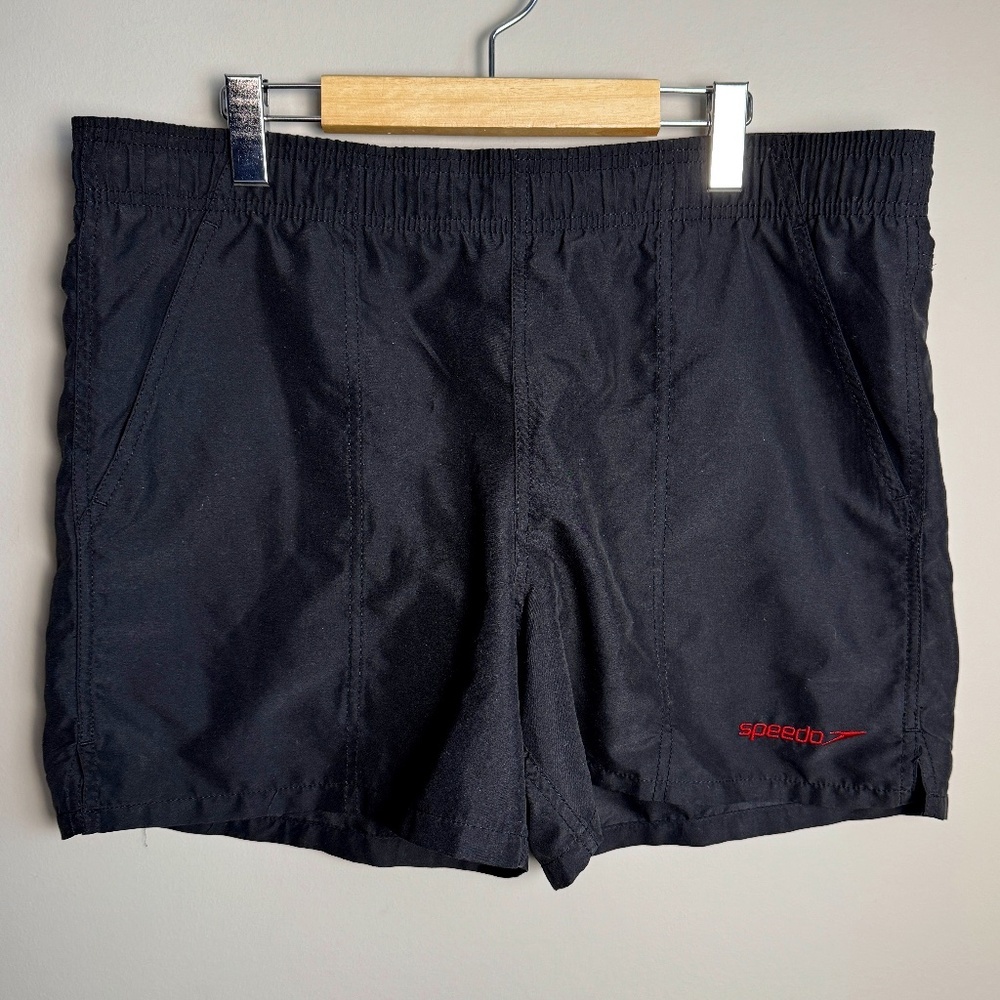 Speedo Men's Small Elastic Waist Swim Trunk Bottoms Pull On Mesh Lined Black